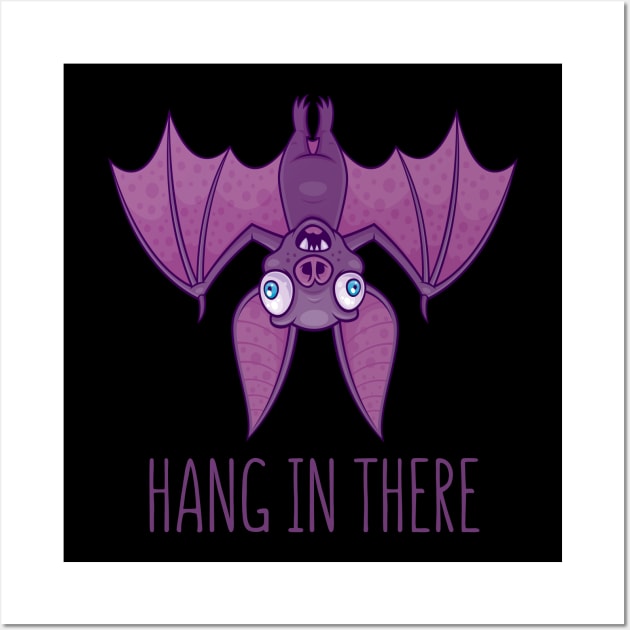 Hang In There Wacky Vampire Bat Wall Art by fizzgig